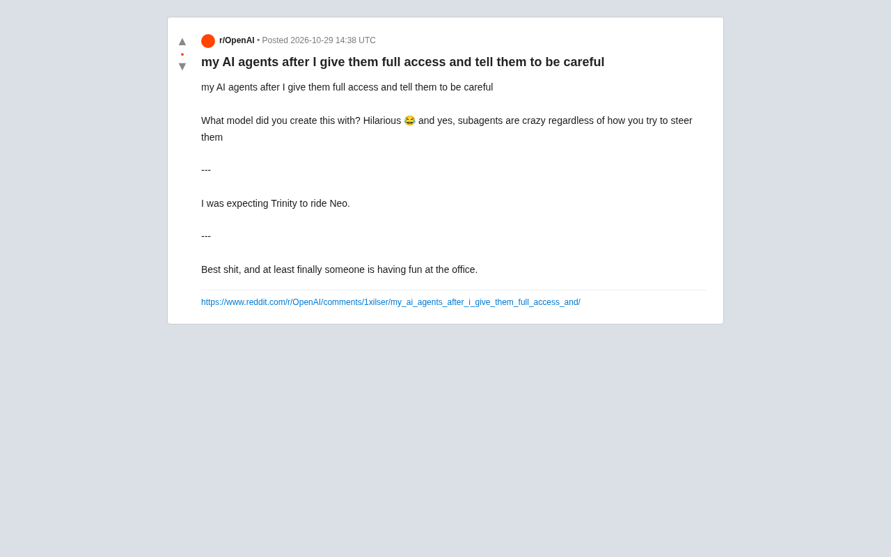 When AI Agents Get Full Access: A Humorous Reflection on Control and Freedom