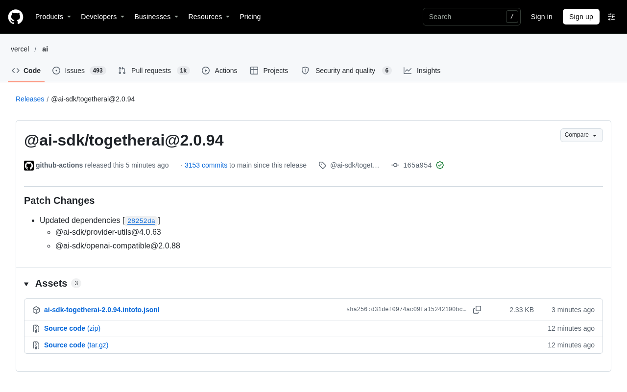 TogetherAI SDK 2.0.94 补丁更新:依赖升级