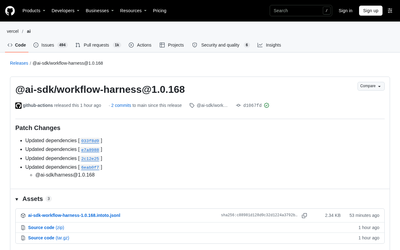 AI SDK Workflow Harness 1.0.168 Update Analysis