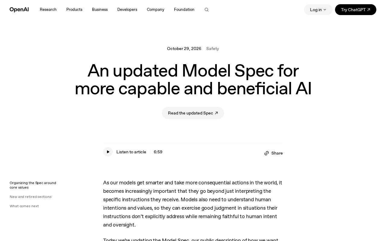 OpenAI更新Model Spec:五大价值观引导AI判断力