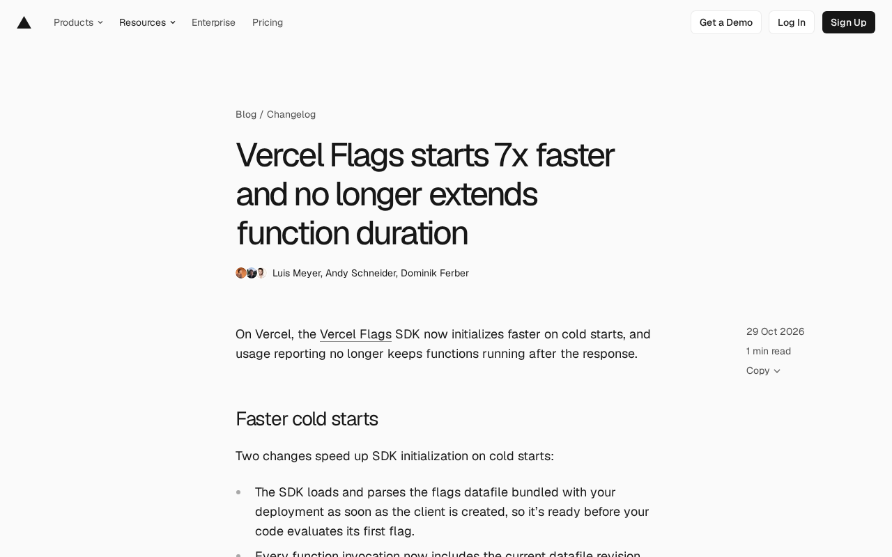 Vercel Flags SDK冷启动提速7倍,且不再延长函数耗时