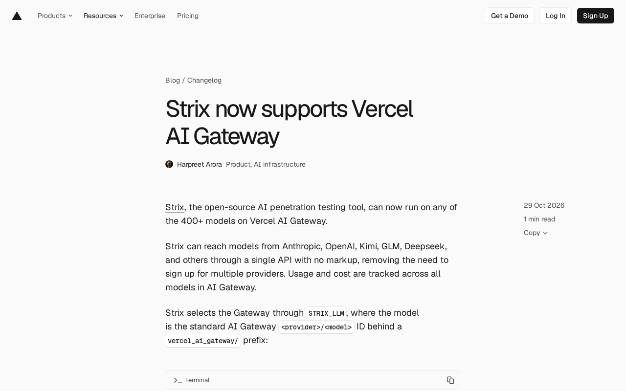 Strix 接入 Vercel AI Gateway:渗透测试可切换 400+ 模型