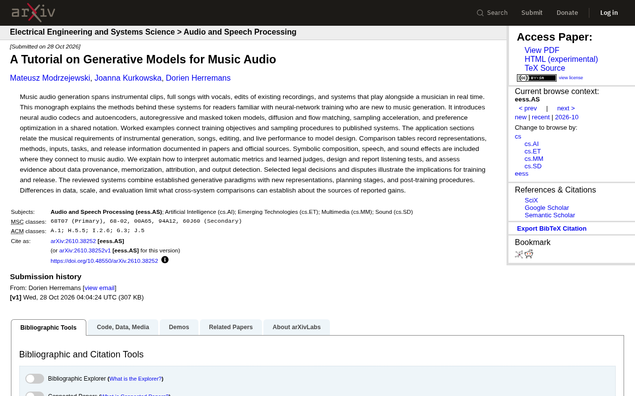 Tutorial on Music Audio Generation Models: From Neural Codecs to Real-Time Performance