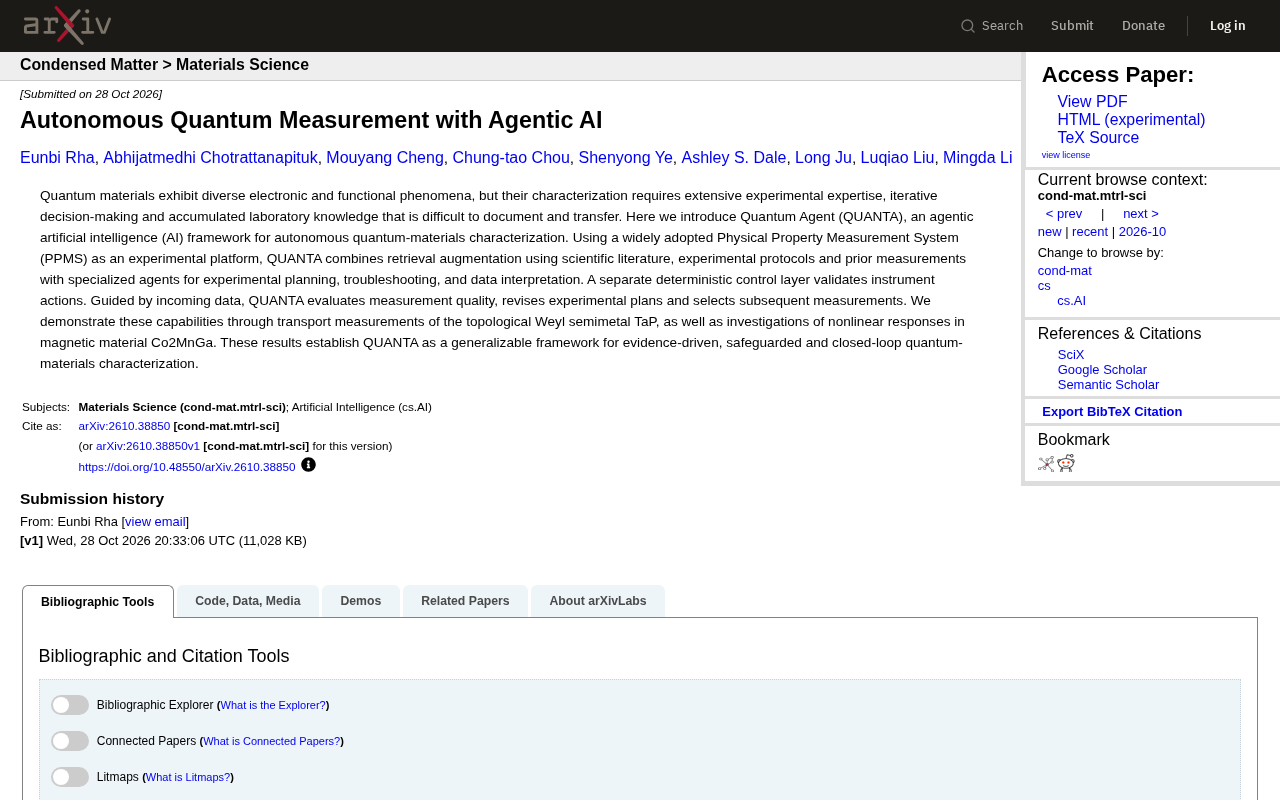QUANTA: Agentic AI Enables Autonomous Measurement of Quantum Materials