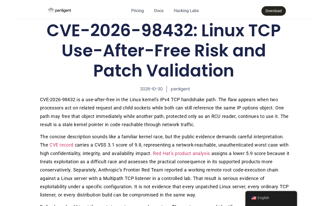 Linux TCP Use-After-Free Vulnerability CVE-2026-98432 Analysis