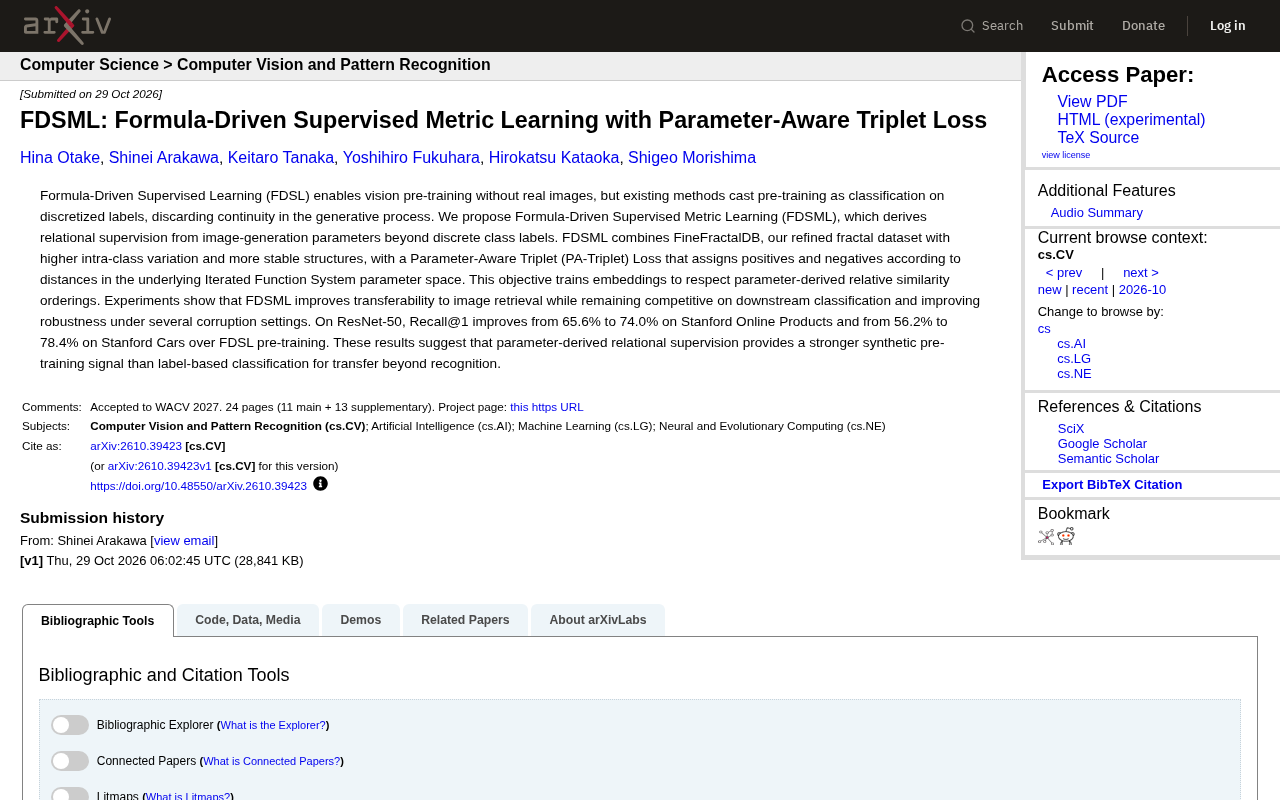 FDSML: Revolutionizing Synthetic Pretraining with Parameter-Aware Triplet Loss