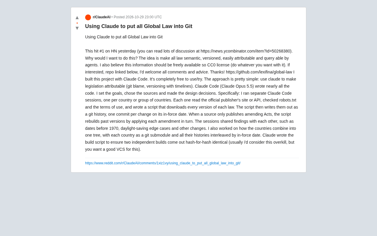 Claude Moves Global Law into Git: A New Paradigm for Semantic, Versioned Legal Queries
