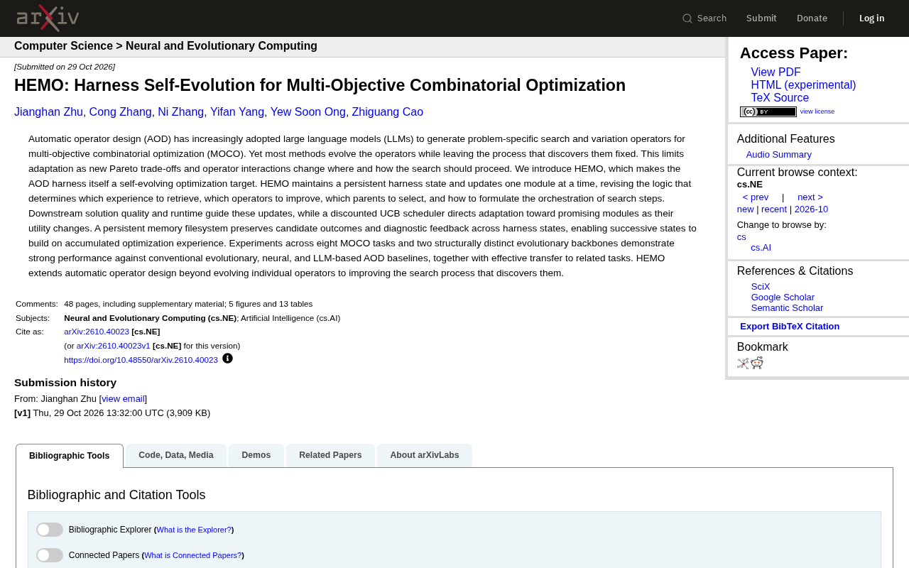 HEMO: Making Search Frameworks Self-Evolve — A New Paradigm for Multi-Objective Combinatorial Optimization