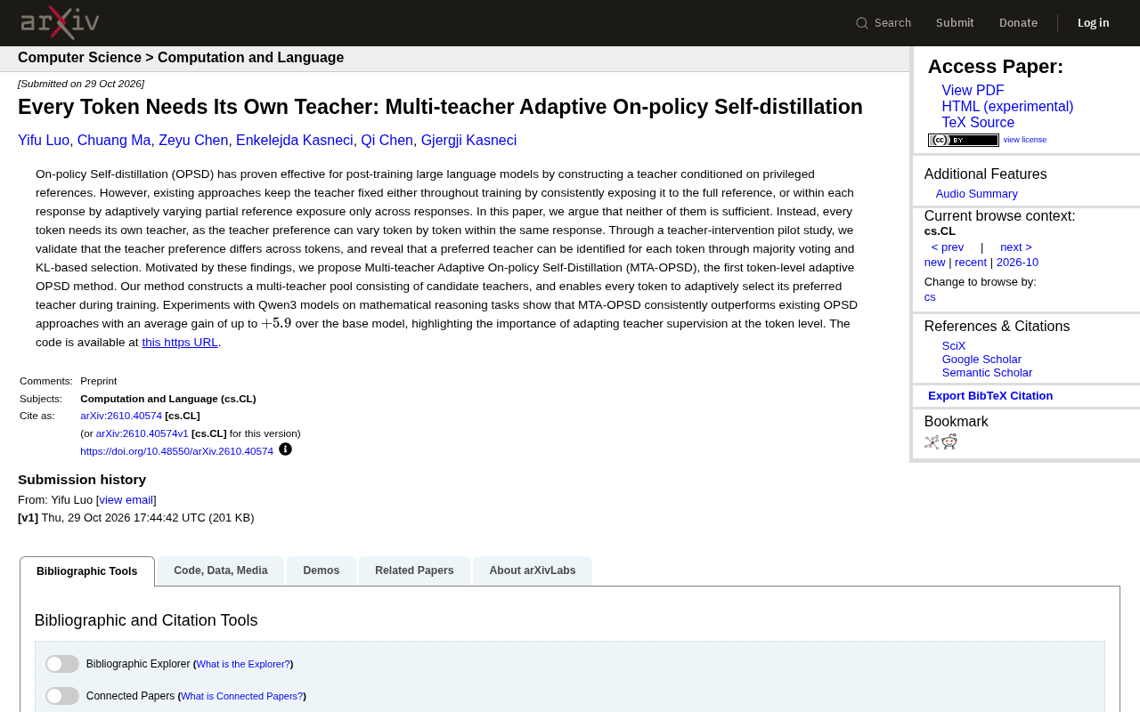 Every Token Needs Its Own Teacher: A New Multi-Teacher Adaptive Self-Distillation Method