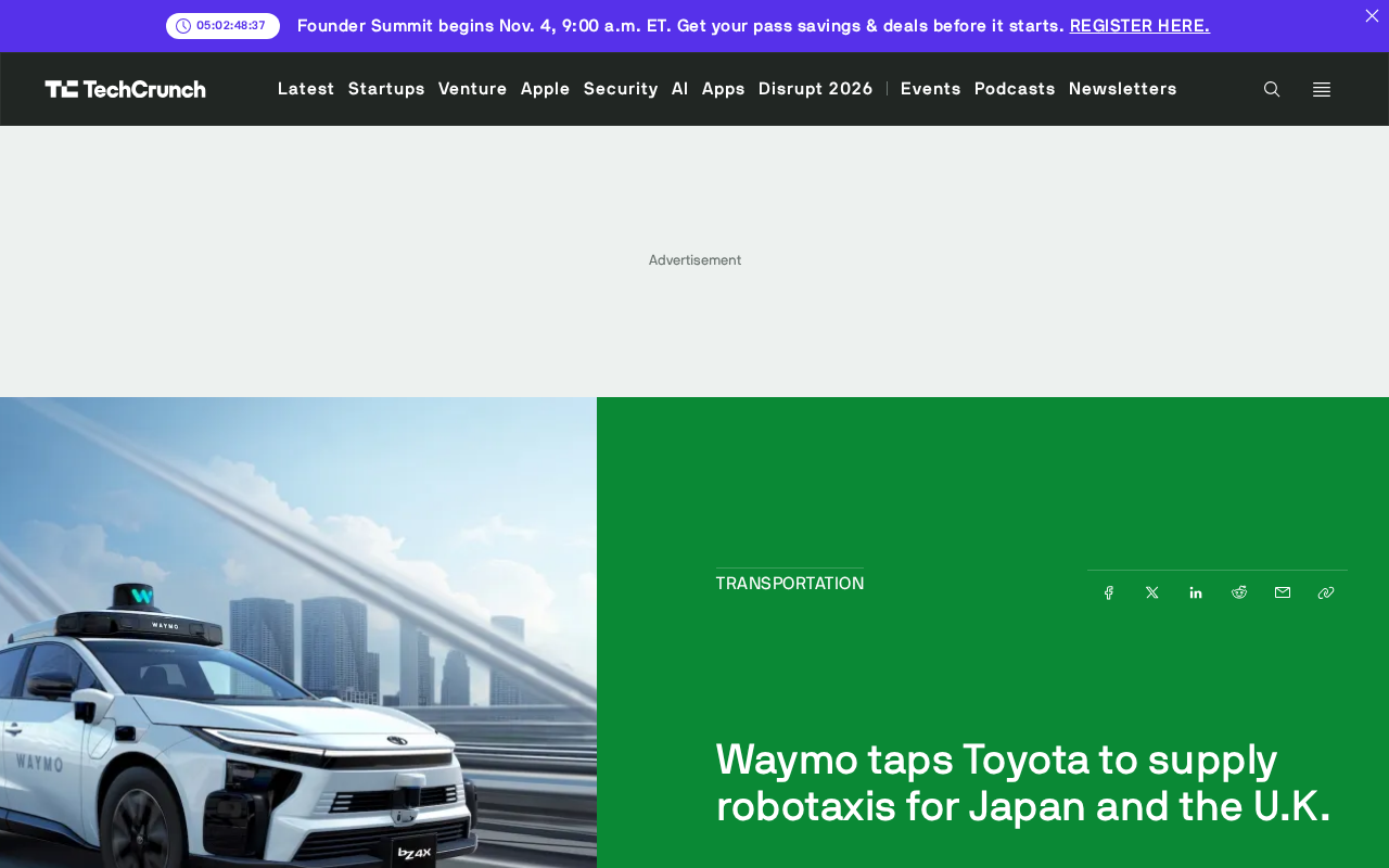Waymo Teams Up with Toyota: Robotaxis to Launch in Japan and the UK