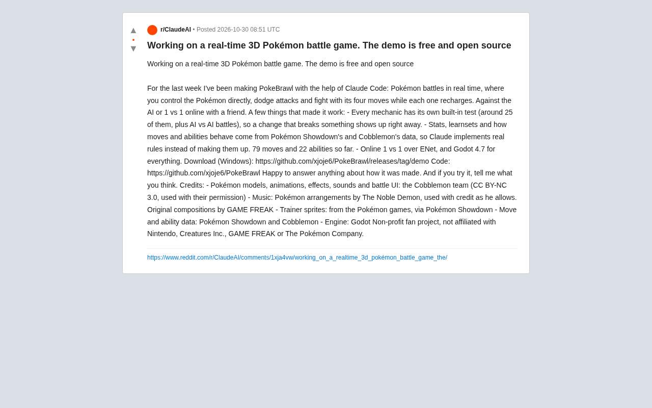 Developer Builds Real-Time 3D Pokémon Battle Game with Claude Code in One Week