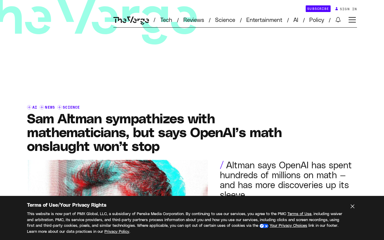 Altman同情数学家,但OpenAI的数学攻势不会停