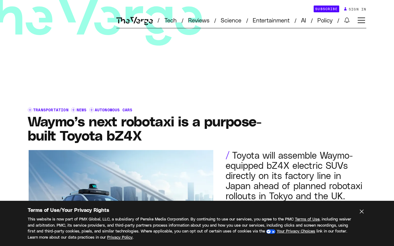 Waymo东京新Robotaxi选用丰田bZ4X,2027年落地