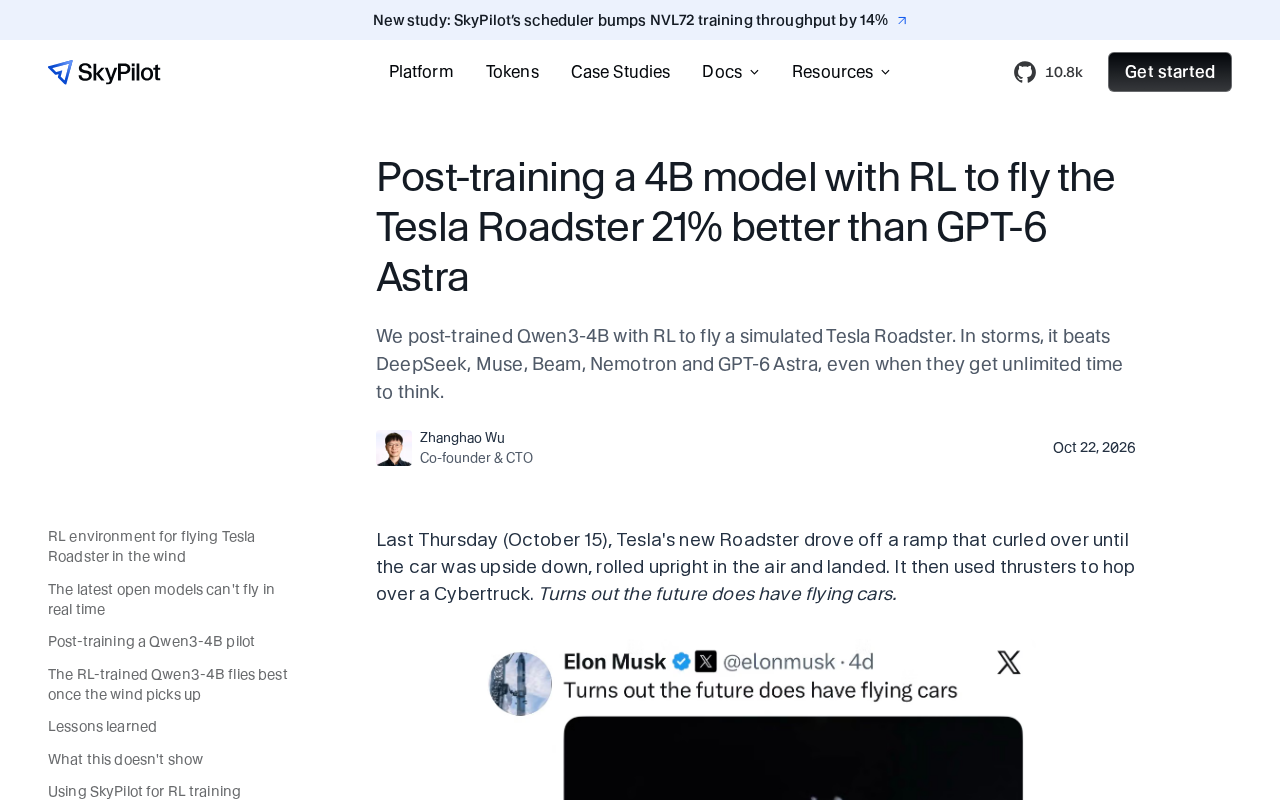 4B Model Beats GPT-6 After RL Post-Training: 21% Better on Tesla Roadster Flying Task
