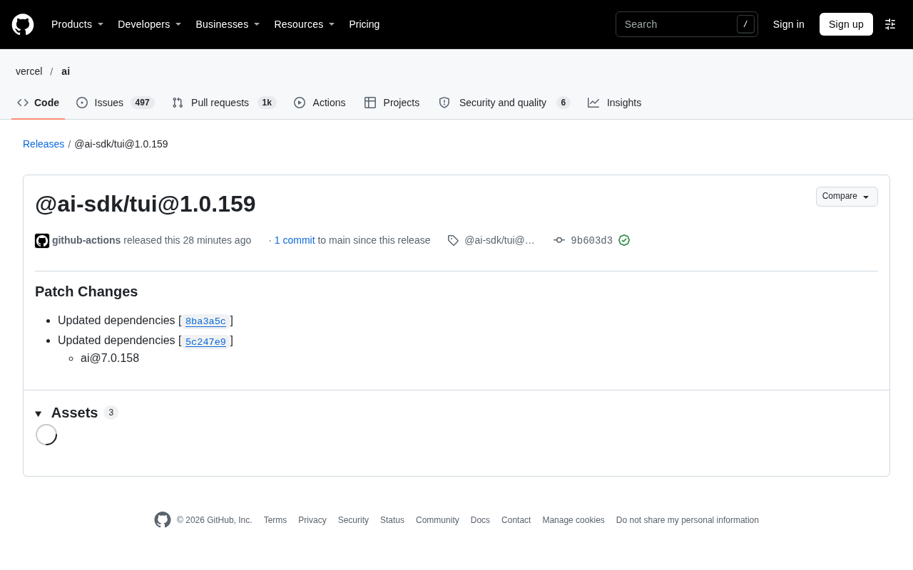 @ai-sdk/tui 1.0.159 发布:终端AI应用开发新进展