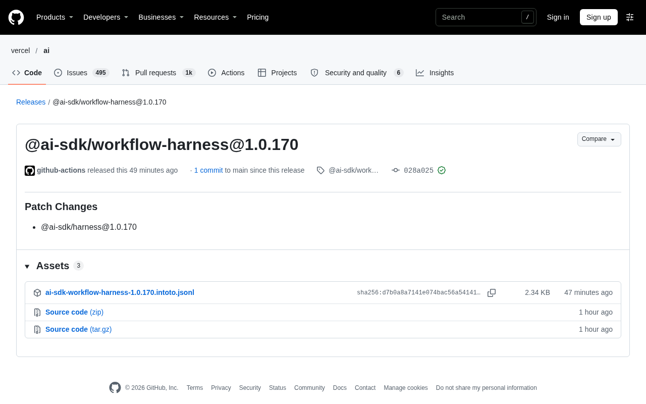 AI SDK Workflow Harness Toolkit 1.0.170 Patch Released