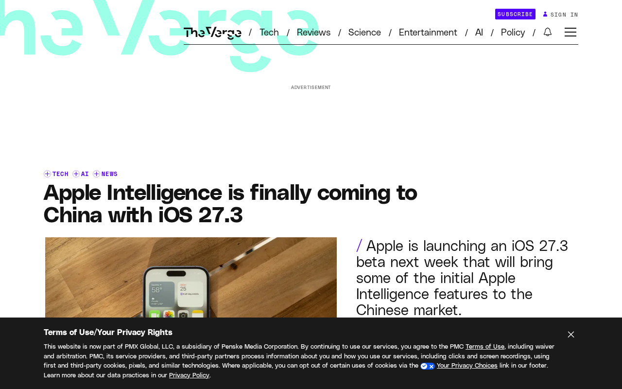 苹果AI终于入华:iOS 27.3携Apple Intelligence落地中国