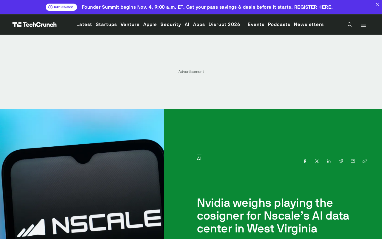 Nvidia May Cosign Loan for Nscale's West Virginia AI Data Center