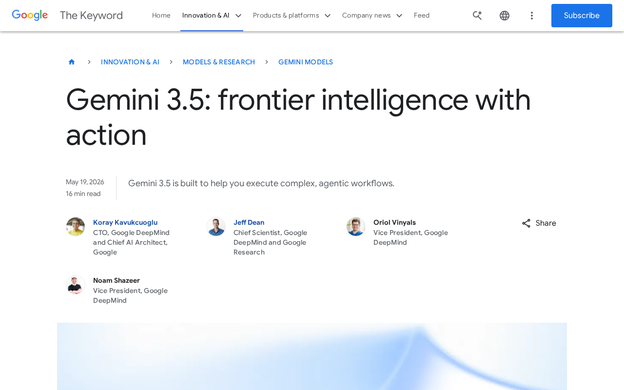 Google Gemini 3.5 Launch: Frontier Intelligence Meets Action in the AI Agent Era
