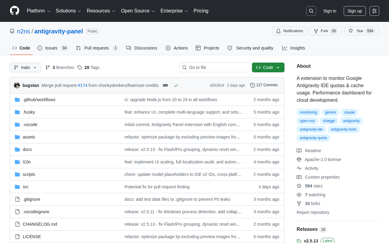 Antigravity Panel: Quota Monitoring & Cache Management Tool for Google's Cloud IDE