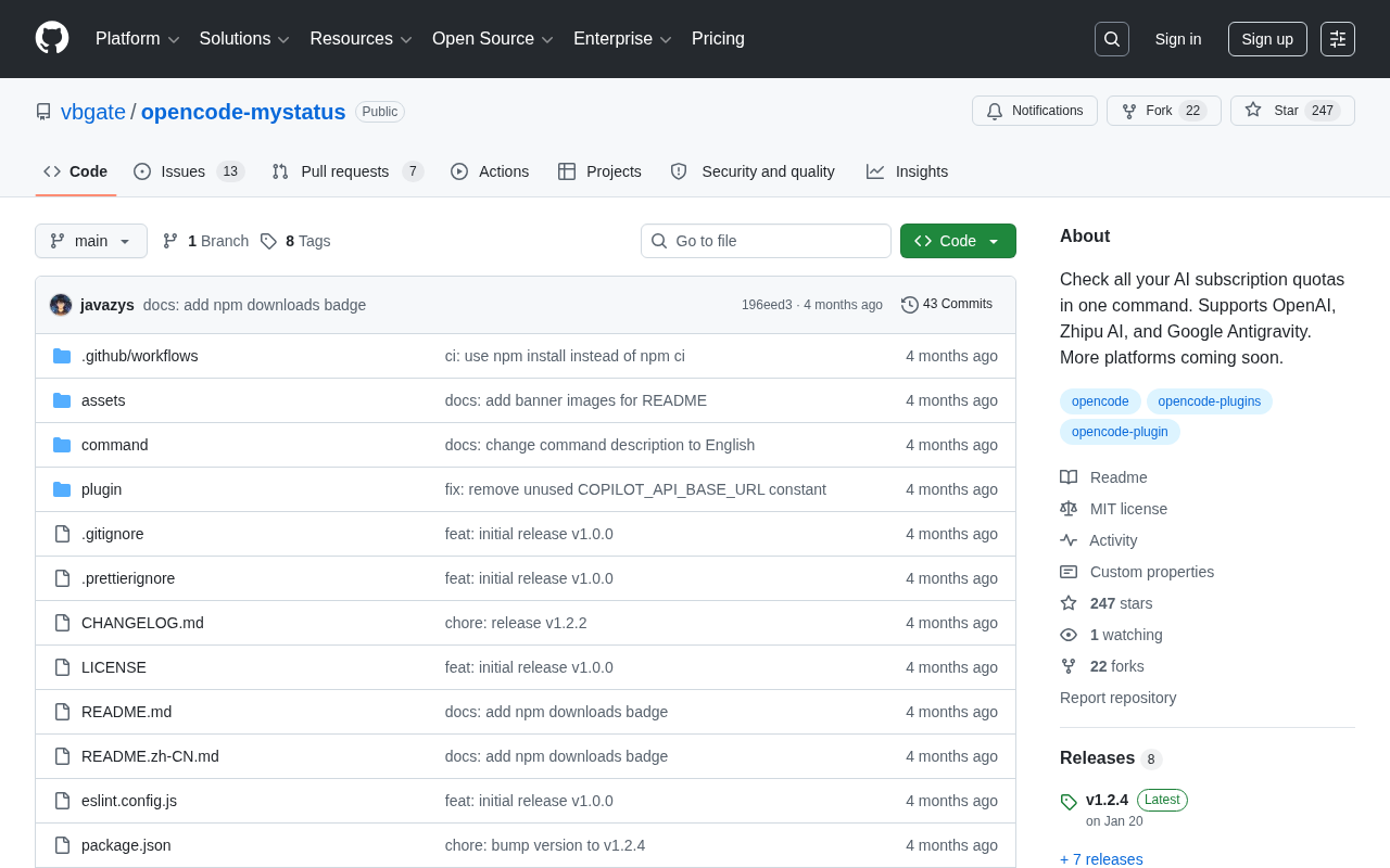 opencode-mystatus: Check All AI Platform Subscription Quotas with a Single Command
