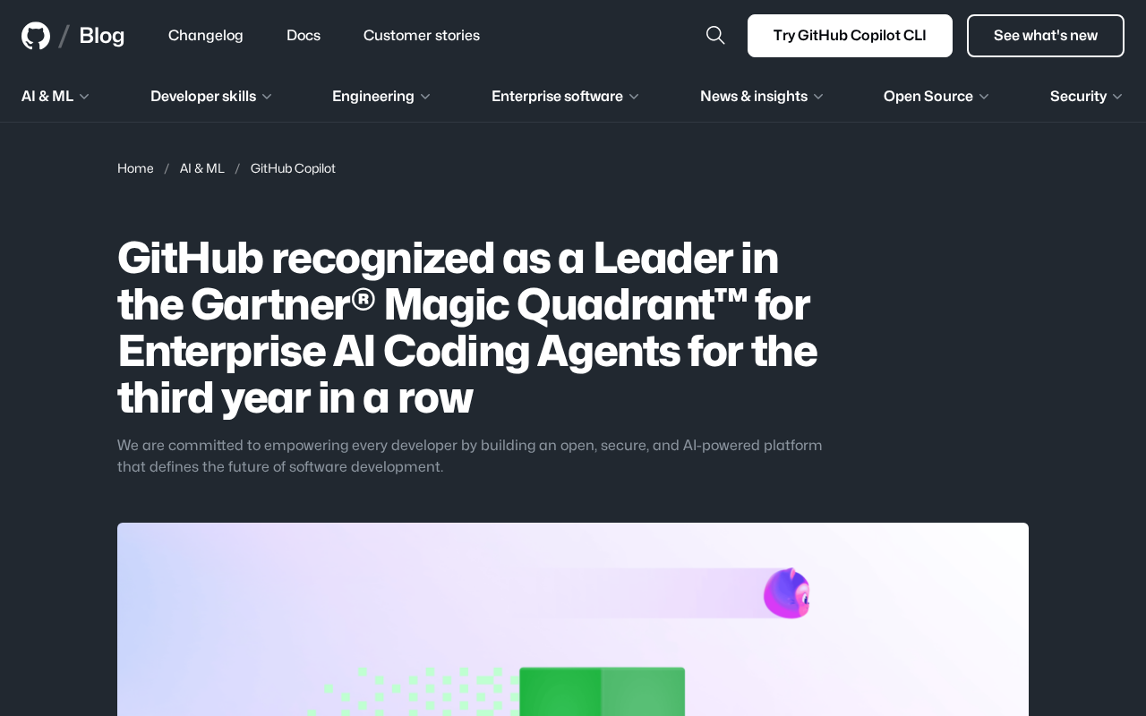 GitHub Copilot连续三年获Gartner魔力象限领导者地位