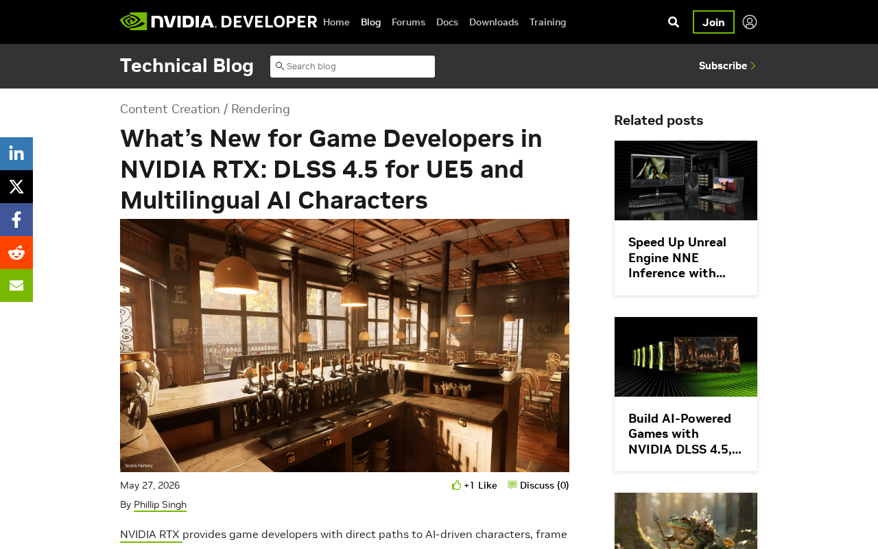 DLSS 4.5深度集成UE5与多语言AI角色:NVIDIA RTX游戏开发重大更新