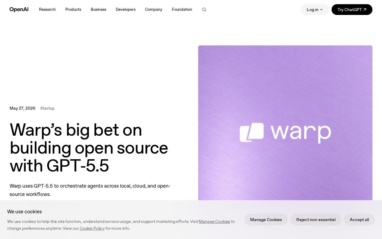 Warp押注GPT-5.5:AI编码代理如何重塑开源开发工作流