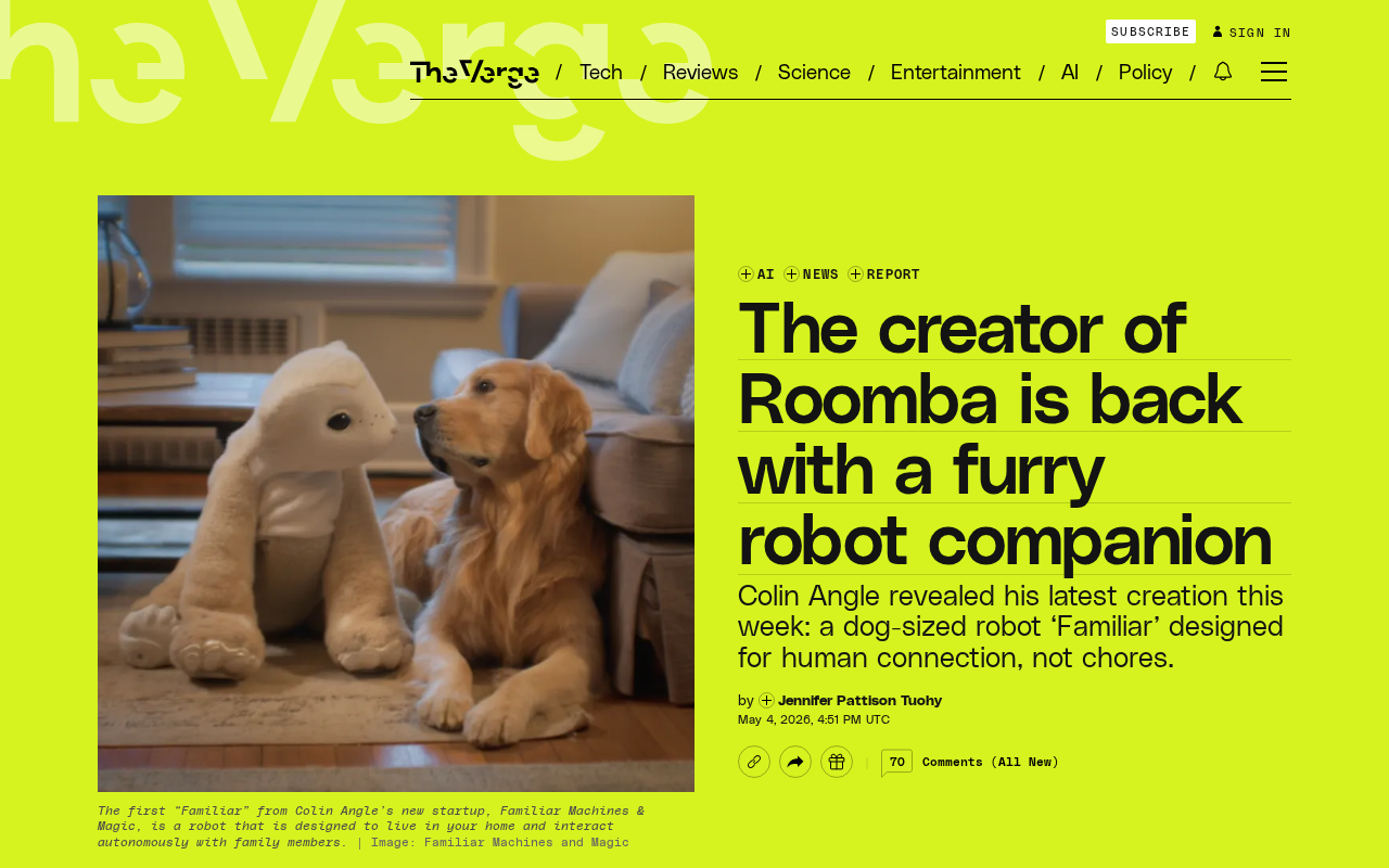 Roomba Creator Colin Angle's New Venture: Can an AI Robot Pet Disrupt the Companion Robot Market?