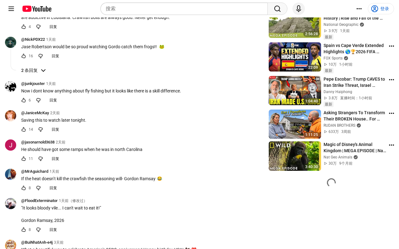youtube source: Gordon Ramsay's American Food Adventure | America 250 Special | Uncharted MEGA Episode | Nat Geo