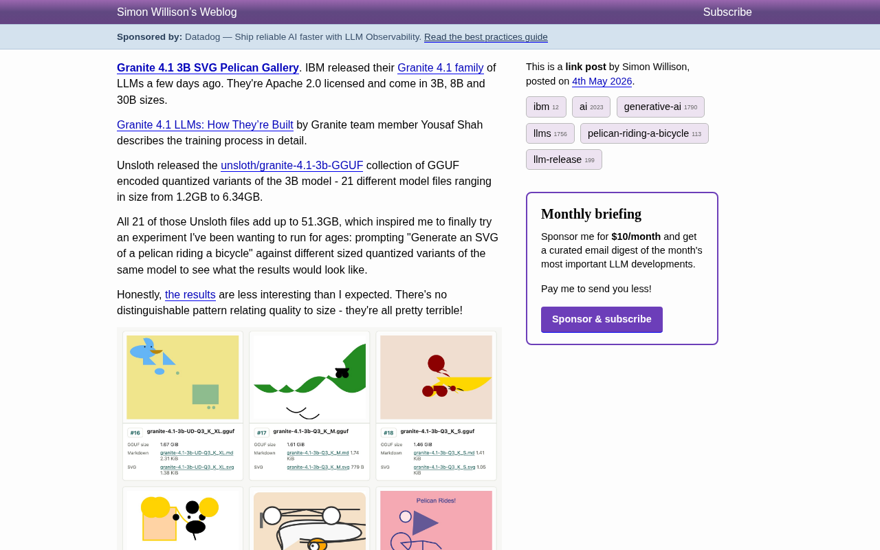 IBM Granite 4.1 Open-Source Models: Hands-On SVG Generation Test Across 21 Quantized Versions